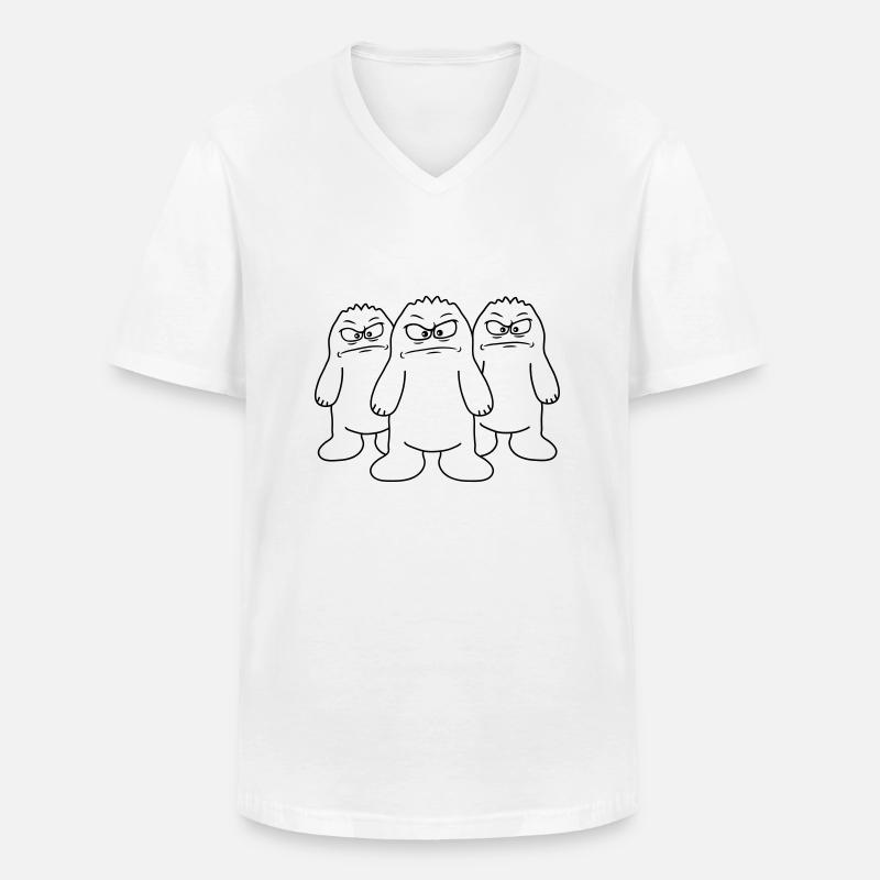 Angry Yetis - Männer-T-Shirt mit V-Ausschnitt - Weiß