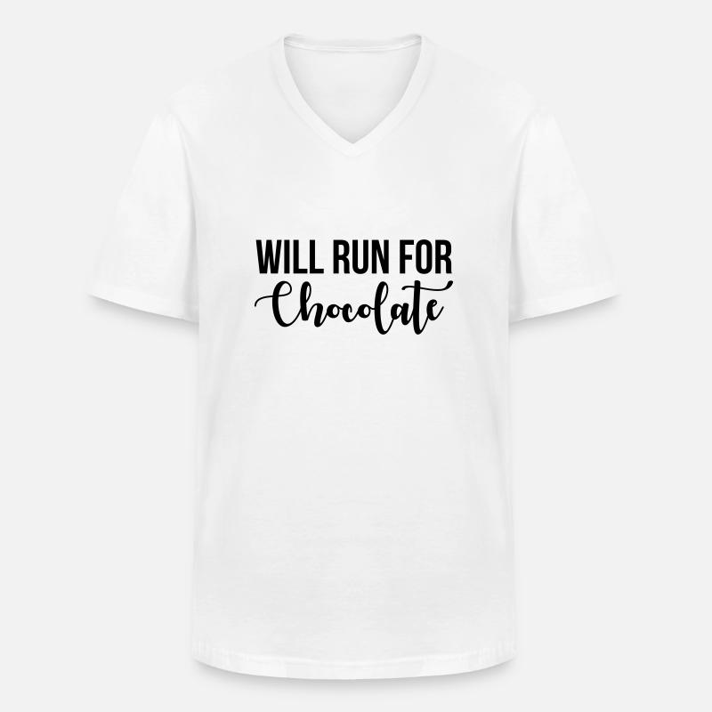Will run for chocolate - Männer-T-Shirt mit V-Ausschnitt - Weiß
