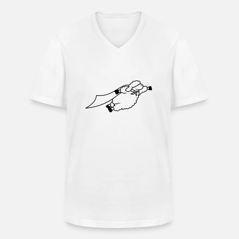 Superheld Schaf lustig - Männer-T-Shirt mit V-Ausschnitt - Weiß
