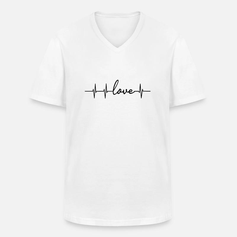 Love Herzfrequenz - Männer-T-Shirt mit V-Ausschnitt - Weiß