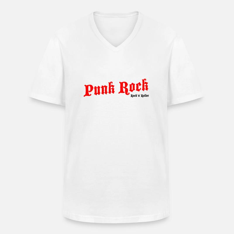 Punk Rock Rot - Schwarzes Logo - Männer-T-Shirt mit V-Ausschnitt - Weiß
