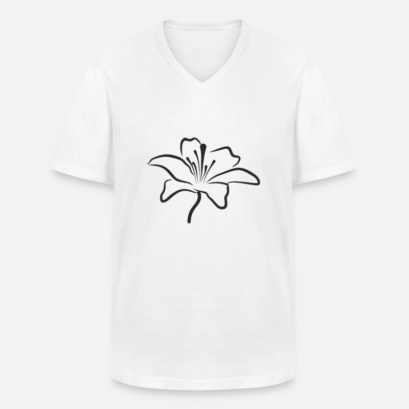 Bloomyvitae - Blüte - schwarz - Männer-T-Shirt mit V-Ausschnitt - Weiß