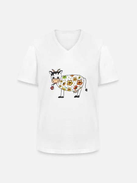 Vache - T-shirt col V Homme - blanc
