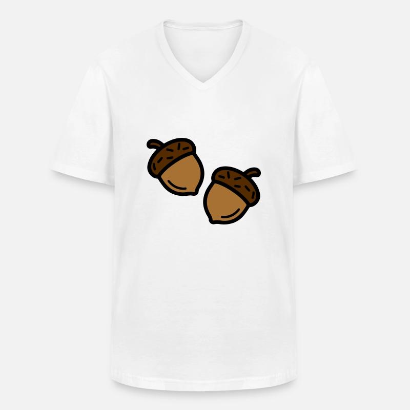 Eichel Herbst Eiche - Männer-T-Shirt mit V-Ausschnitt - Weiß