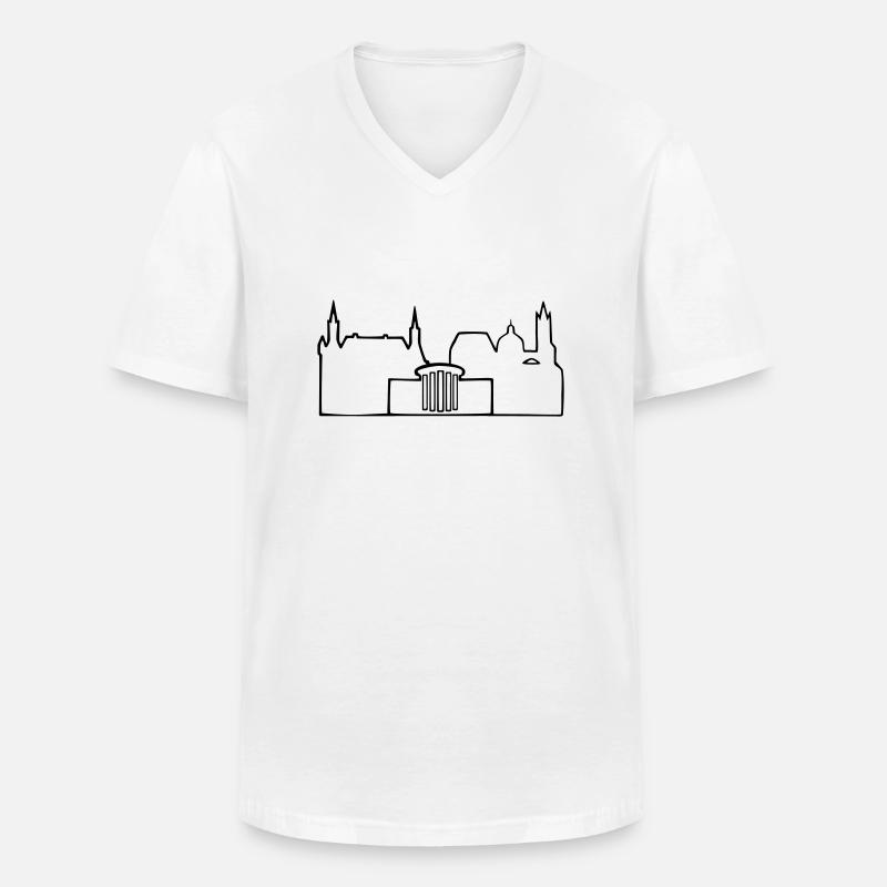 Skyline Aachen - Männer-T-Shirt mit V-Ausschnitt - Weiß