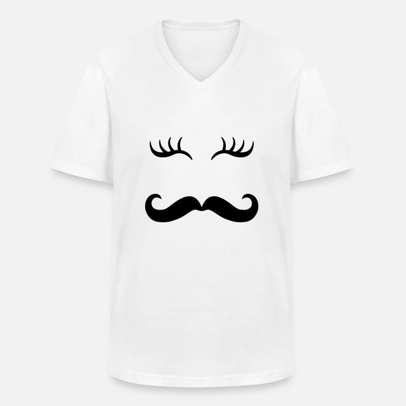 Moustache & Wimpern - Männer-T-Shirt mit V-Ausschnitt - Weiß