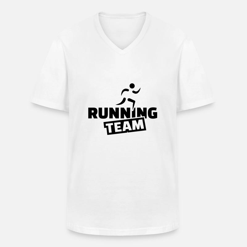 Laufen - Männer-T-Shirt mit V-Ausschnitt - Weiß