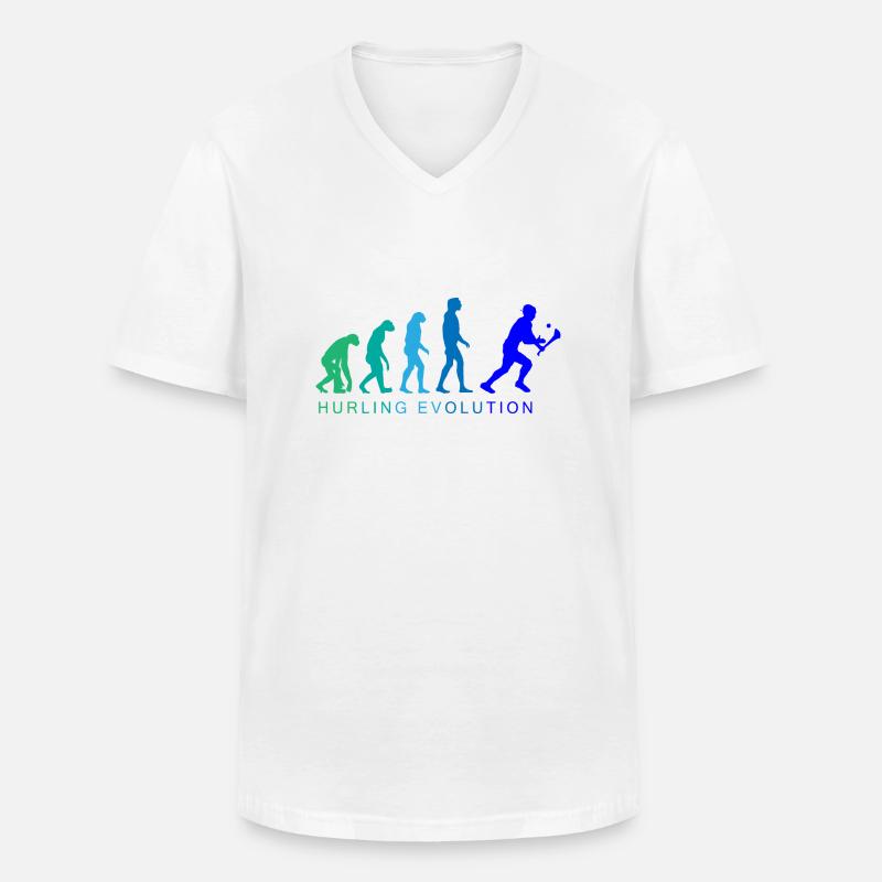 Die Evolution von Hurling - Männer-T-Shirt mit V-Ausschnitt - Weiß