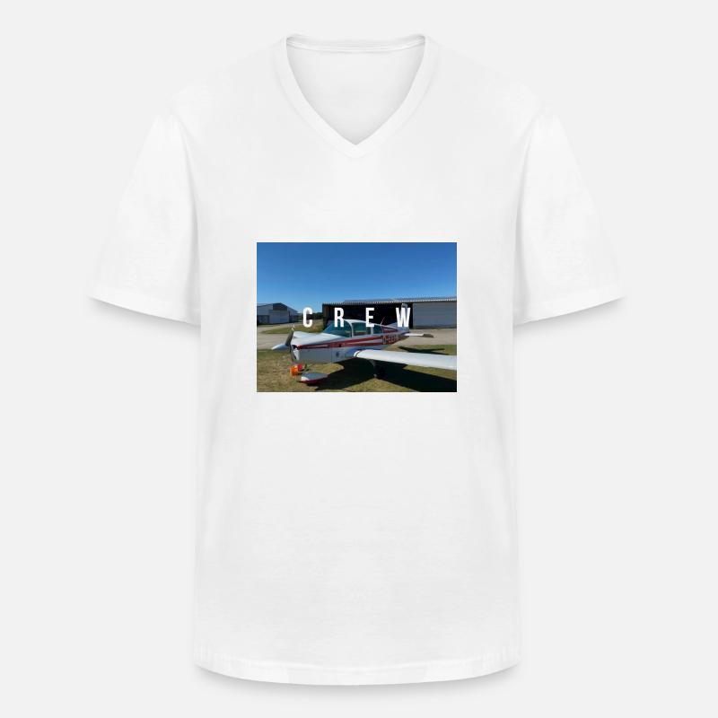 GRUMMAN CREW - Männer-T-Shirt mit V-Ausschnitt - Weiß