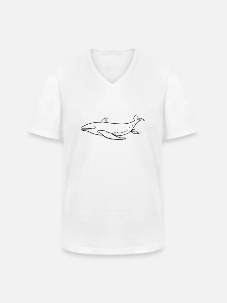 Wal - Männer-T-Shirt mit V-Ausschnitt - Weiß