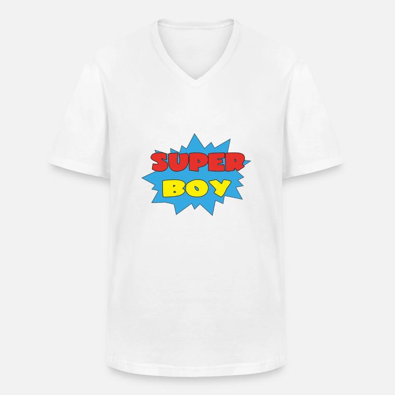 SUPERJUNGE - Männer-T-Shirt mit V-Ausschnitt - Weiß