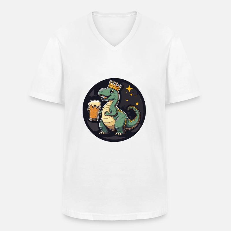 Dinosaurier brontosaurus Bier Comic - Männer-T-Shirt mit V-Ausschnitt - Weiß