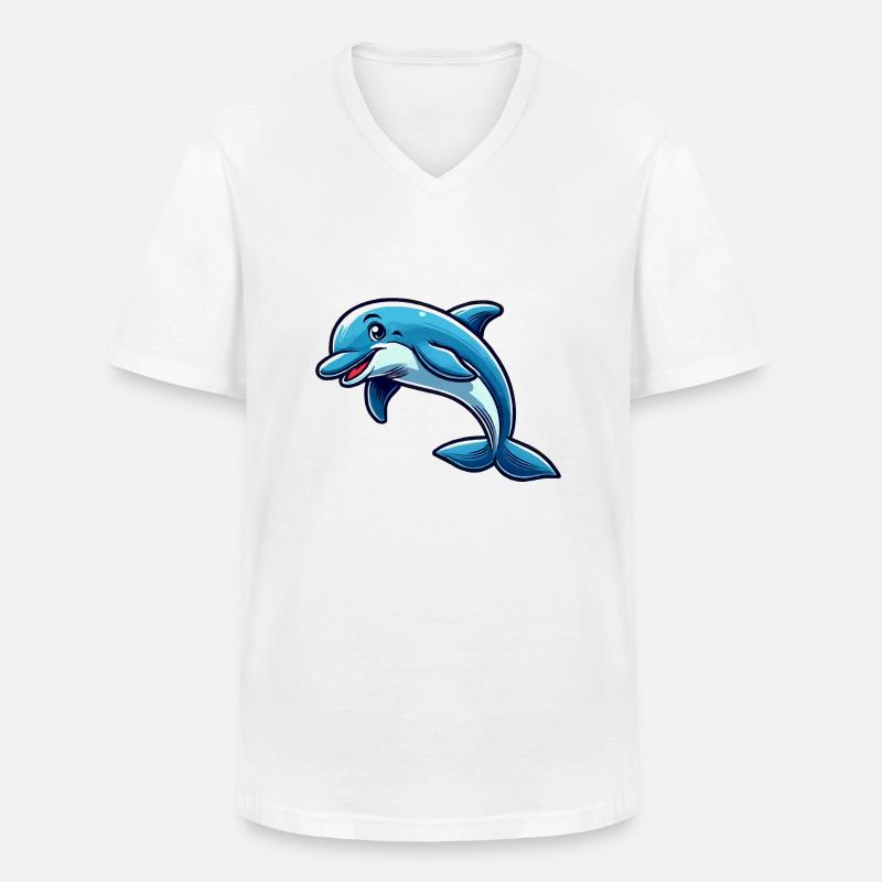 Delfin Delphin Comic - Männer-T-Shirt mit V-Ausschnitt - Weiß