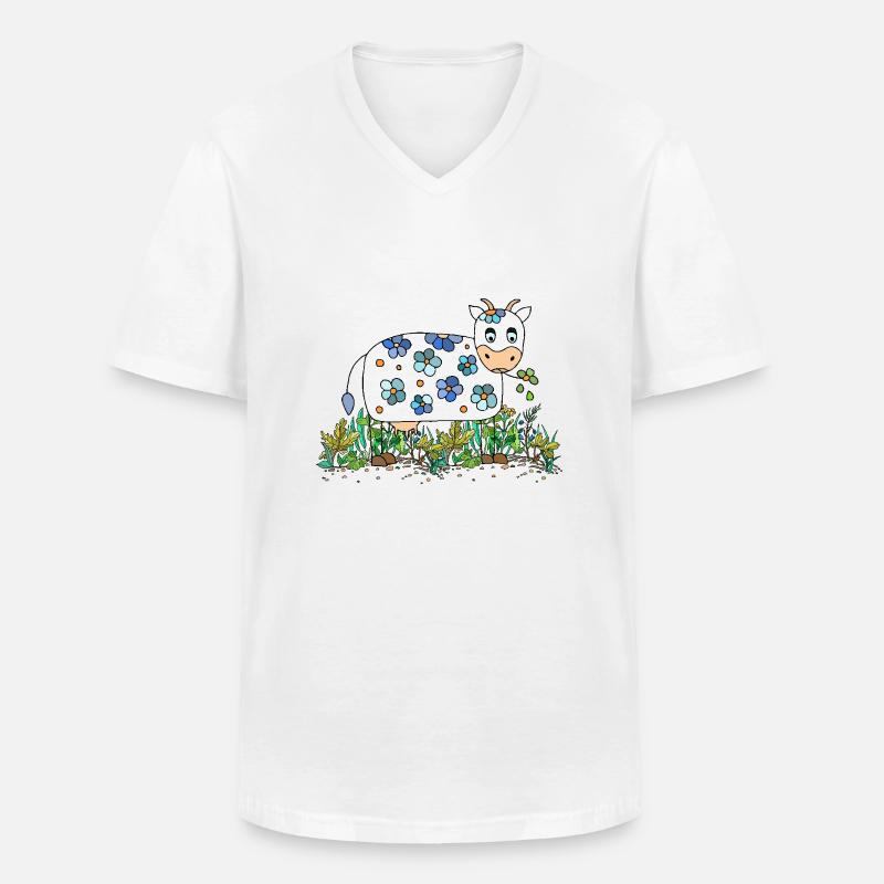 Kuh - Männer-T-Shirt mit V-Ausschnitt - Weiß