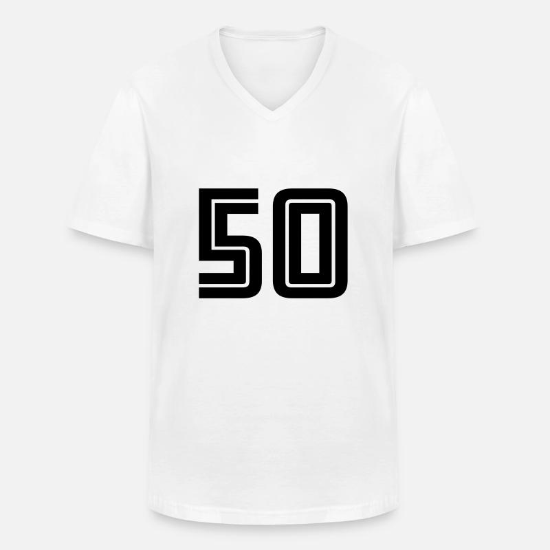 50 - Männer-T-Shirt mit V-Ausschnitt - Weiß