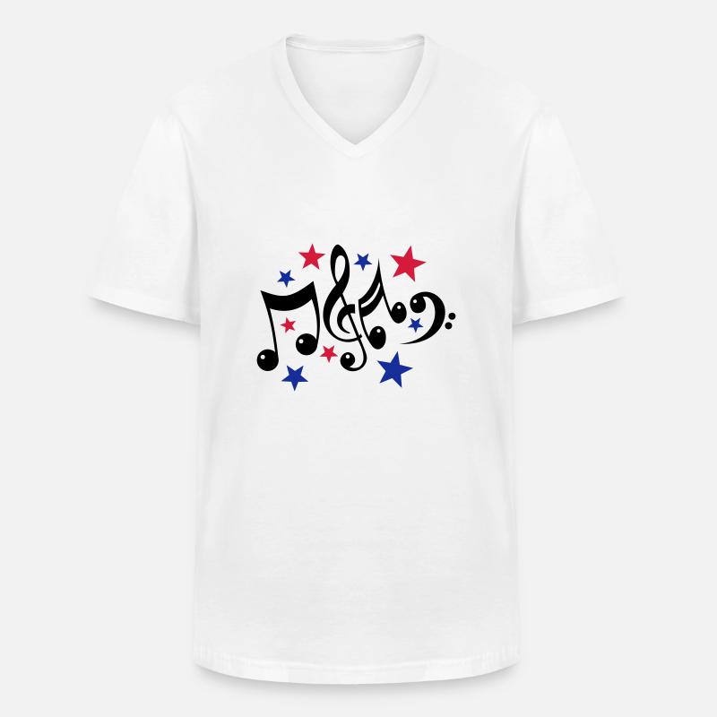 Noten und Sterne 3c - Männer-T-Shirt mit V-Ausschnitt - Weiß