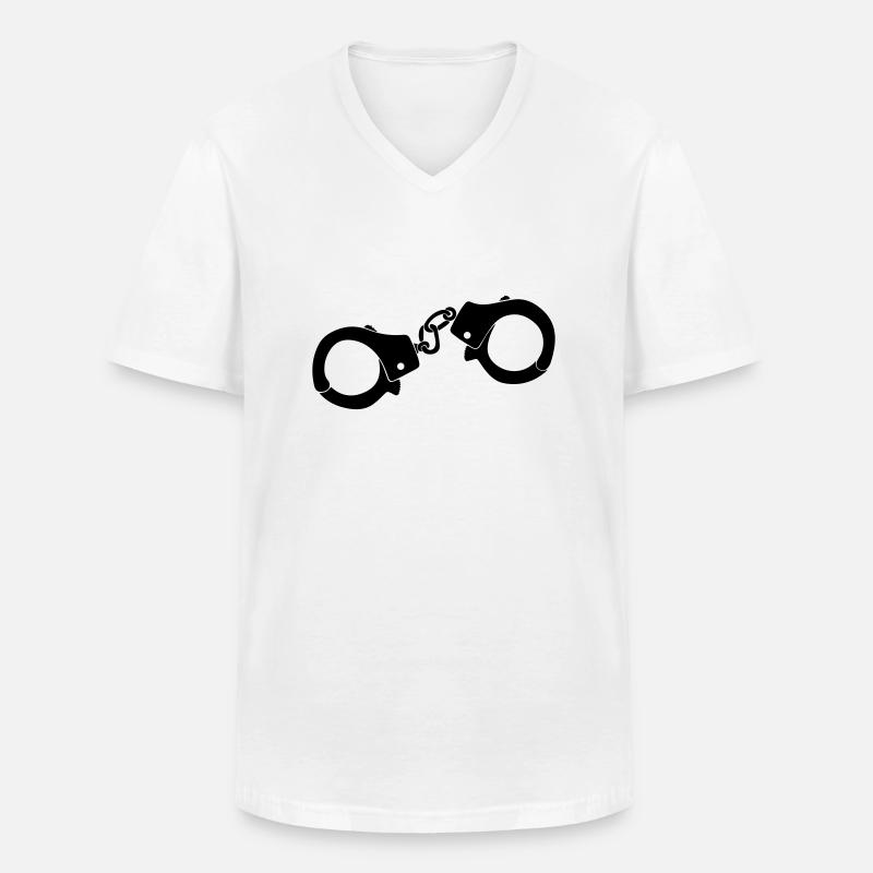 Handschellen - Männer-T-Shirt mit V-Ausschnitt - Weiß