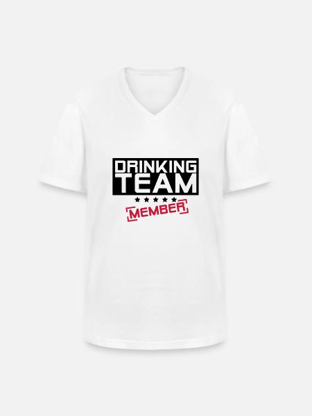 drinking_team_member_f2 - Men's V-Neck T-Shirt - white