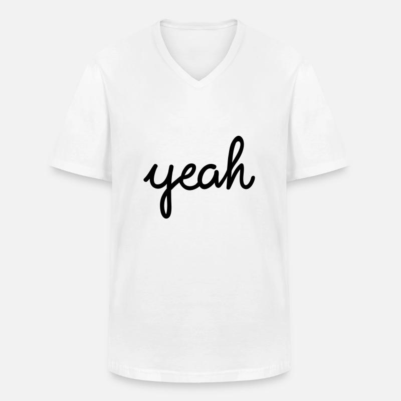yeah Typografie - Männer-T-Shirt mit V-Ausschnitt - Weiß