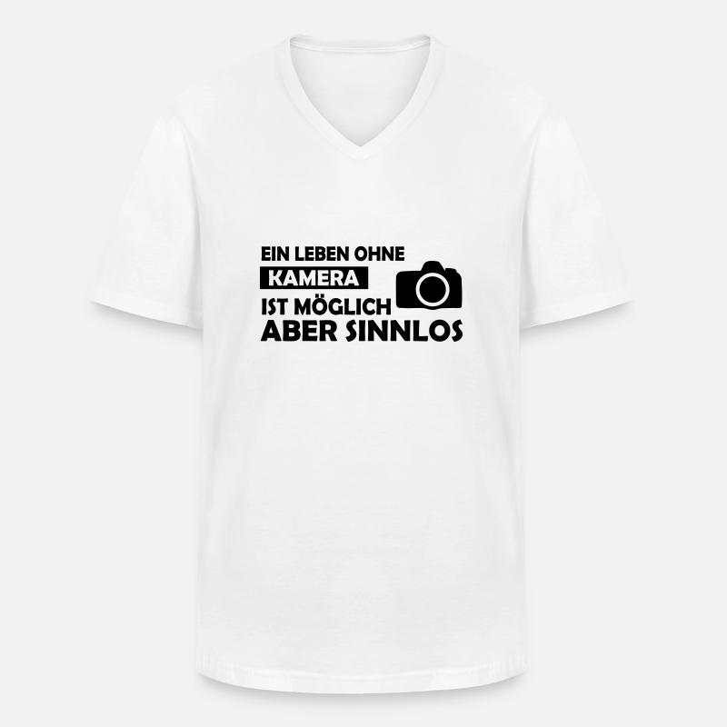 ein leben ohne kamera - Männer-T-Shirt mit V-Ausschnitt - Weiß