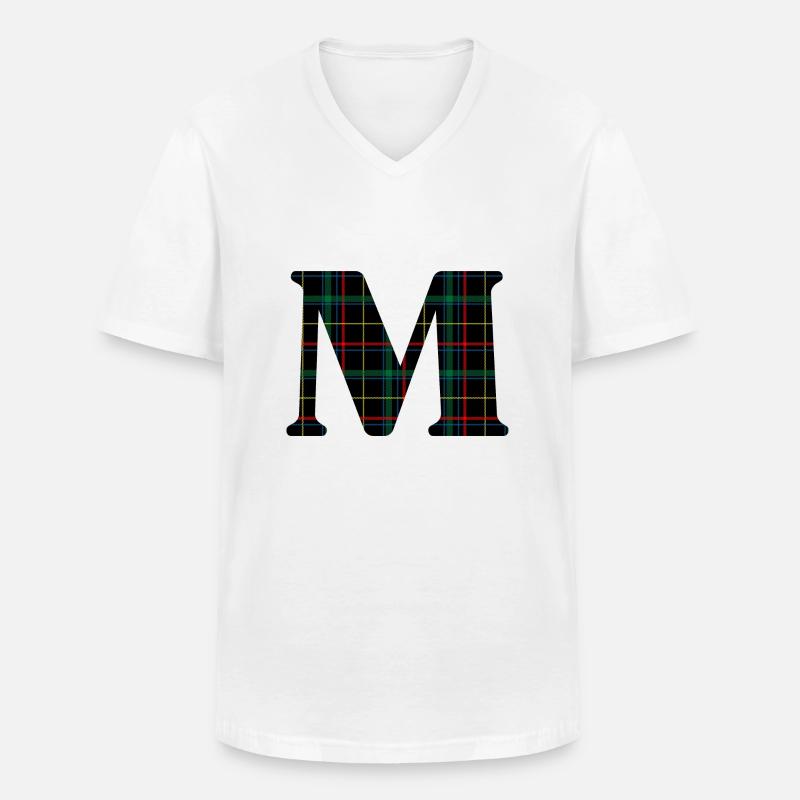 Monogramm m Schottischer Tartan - Männer-T-Shirt mit V-Ausschnitt - Weiß