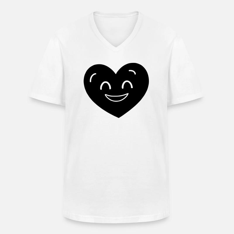 Herz Gesicht Geschenkidee - Männer-T-Shirt mit V-Ausschnitt - Weiß