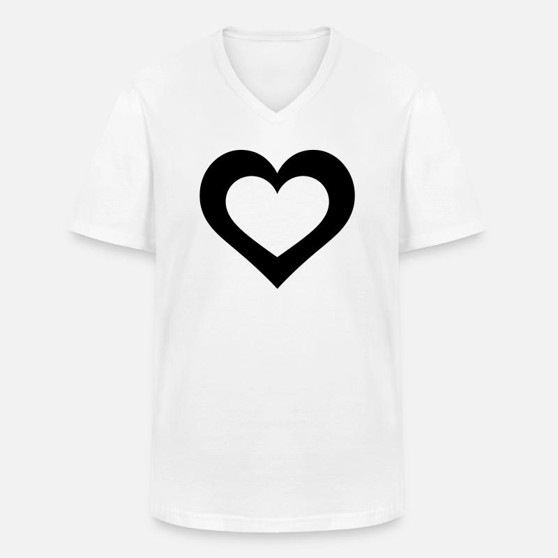 Cuore - Maglietta da uomo classica con scollo a V - bianco