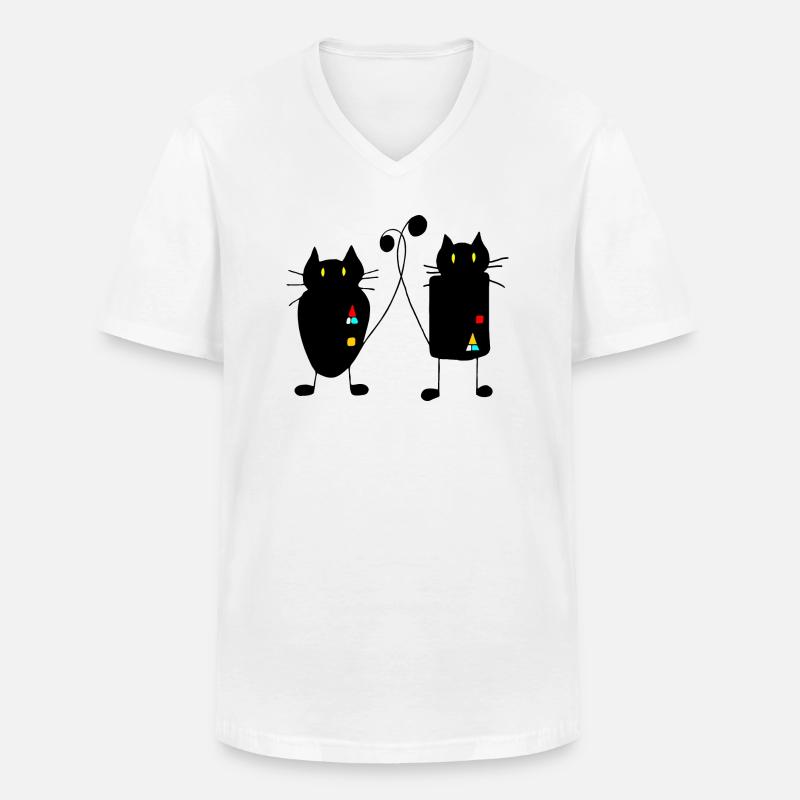 Katzen - Männer-T-Shirt mit V-Ausschnitt - Weiß
