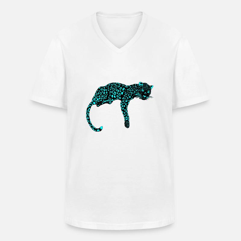 Neopard-ICE - Männer-T-Shirt mit V-Ausschnitt - Weiß