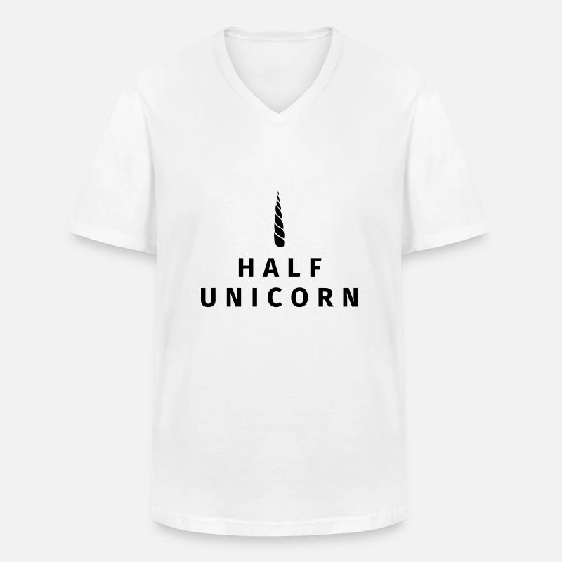 Half Unicorn - Männer-T-Shirt mit V-Ausschnitt - Weiß