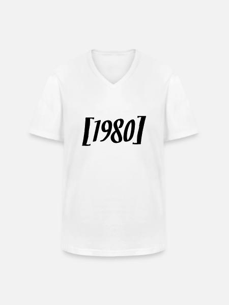 1980 - Männer-T-Shirt mit V-Ausschnitt - Weiß