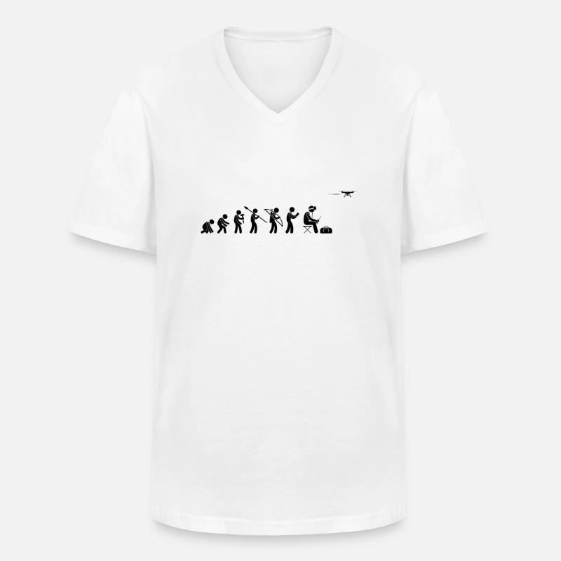 Évolution des drones - T-shirt col V Homme - blanc