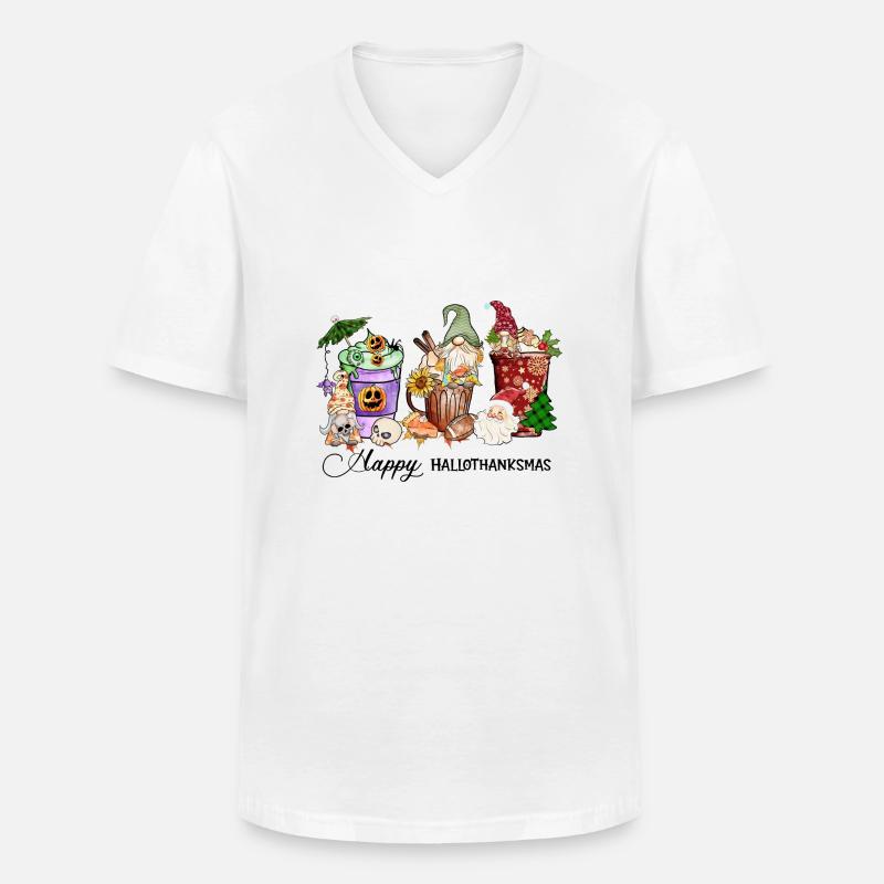 Frohe Hallothanksmas - Männer-T-Shirt mit V-Ausschnitt - Weiß