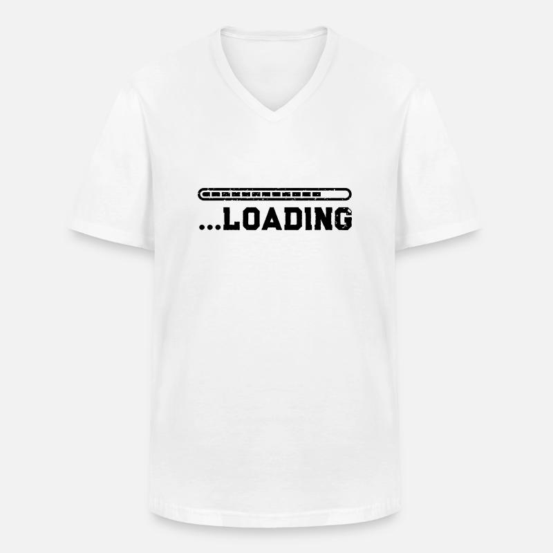 Loading - Männer-T-Shirt mit V-Ausschnitt - Weiß