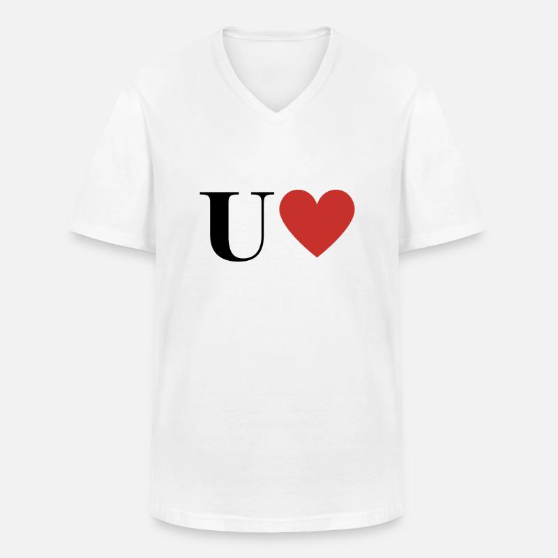 Buchstabe u rotes Herz - Männer-T-Shirt mit V-Ausschnitt - Weiß