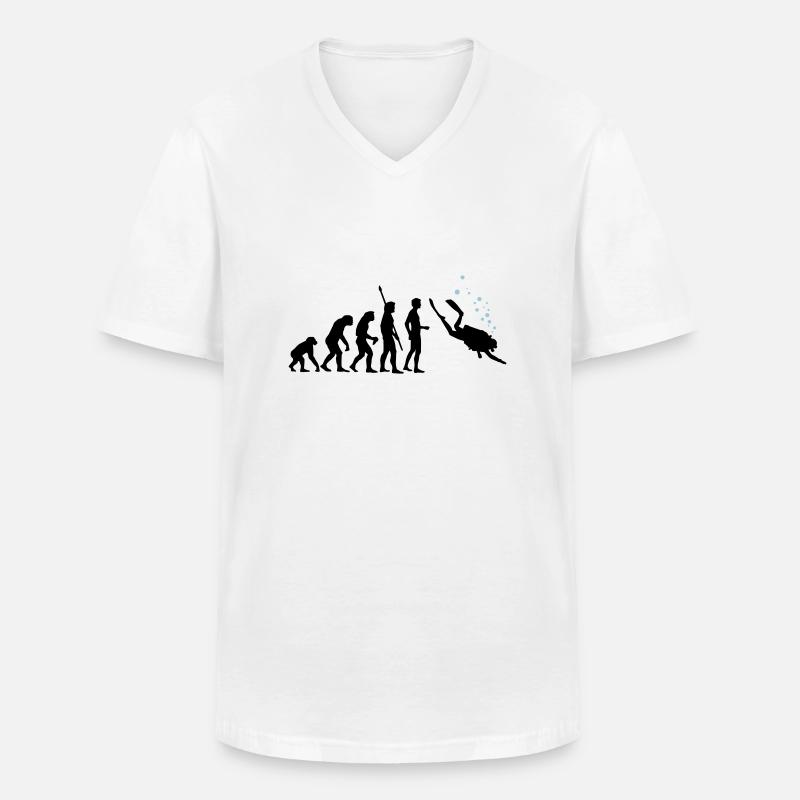 evolution_taucher_c_2c - Männer-T-Shirt mit V-Ausschnitt - Weiß