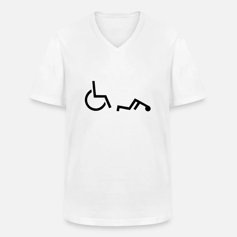 Rollstuhl - Männer-T-Shirt mit V-Ausschnitt - Weiß