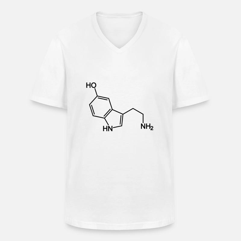 Serotonin Molekül - Männer-T-Shirt mit V-Ausschnitt - Weiß