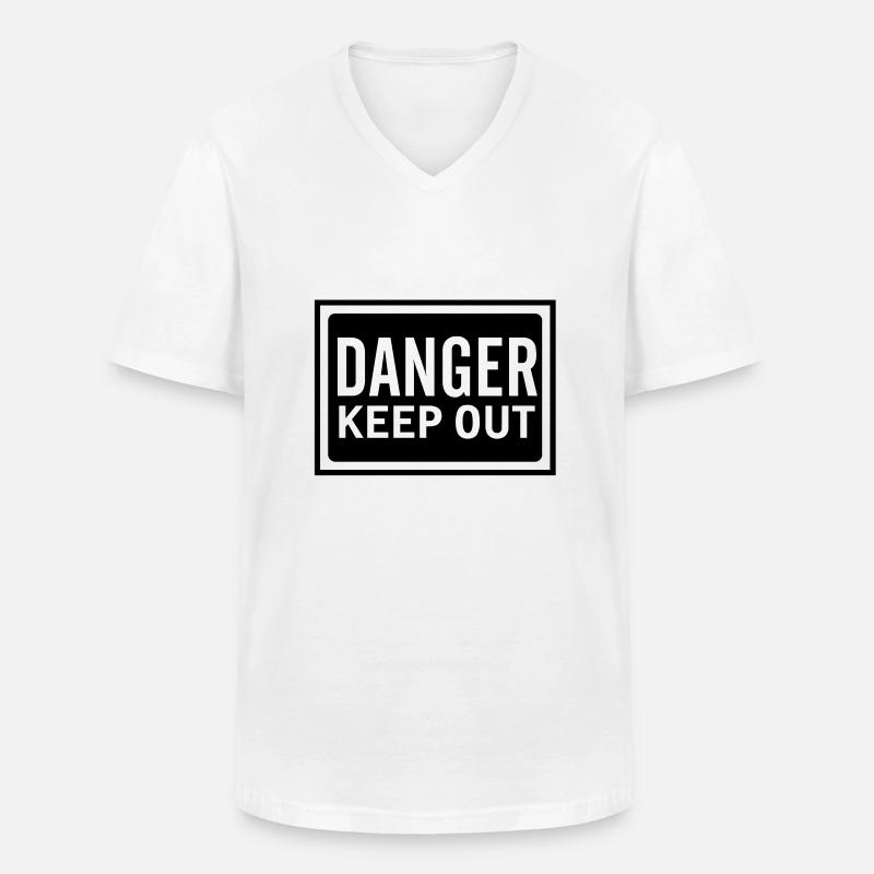 danger_keep_out_100 - Männer-T-Shirt mit V-Ausschnitt - Weiß