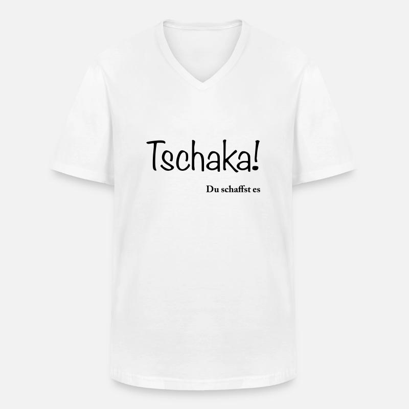 tschakka-du-schaffst-es - Männer-T-Shirt mit V-Ausschnitt - Weiß