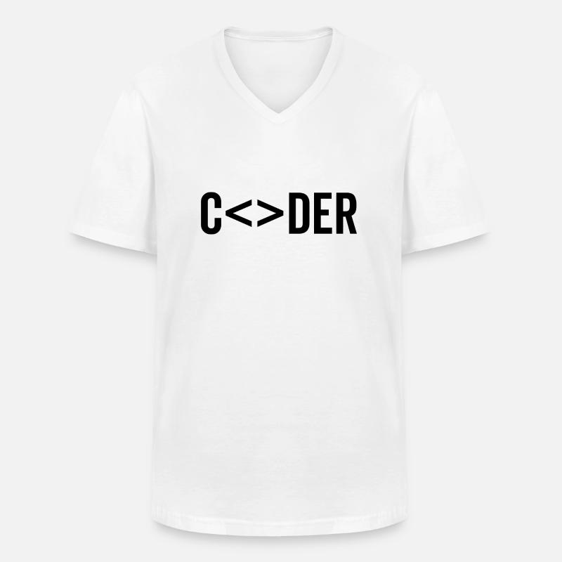 Coder - Men's V-Neck T-Shirt - white