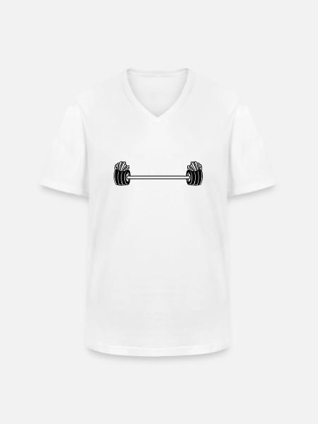 Bodybuilder Weightlifting French Fries - Men's V-Neck T-Shirt - white