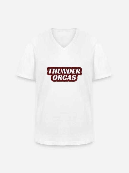 Thunder Orcas - Männer-T-Shirt mit V-Ausschnitt - Weiß