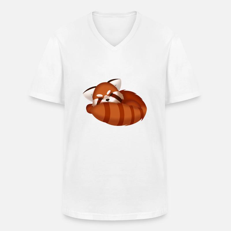 Roter Panda, schlafend - Männer-T-Shirt mit V-Ausschnitt - Weiß
