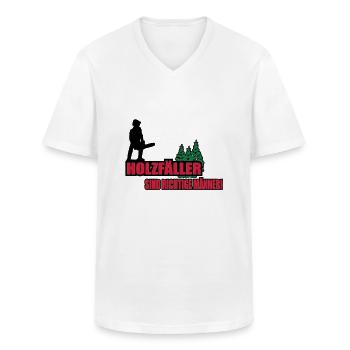 holzfäller - Männer-T-Shirt mit V-Ausschnitt - Weiß - Vorne - AI Model Male 185 light (185cm)
