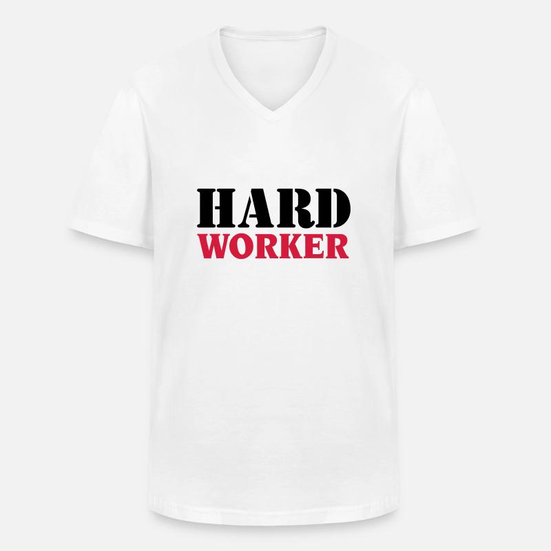 Hard worker - Männer-T-Shirt mit V-Ausschnitt - Weiß