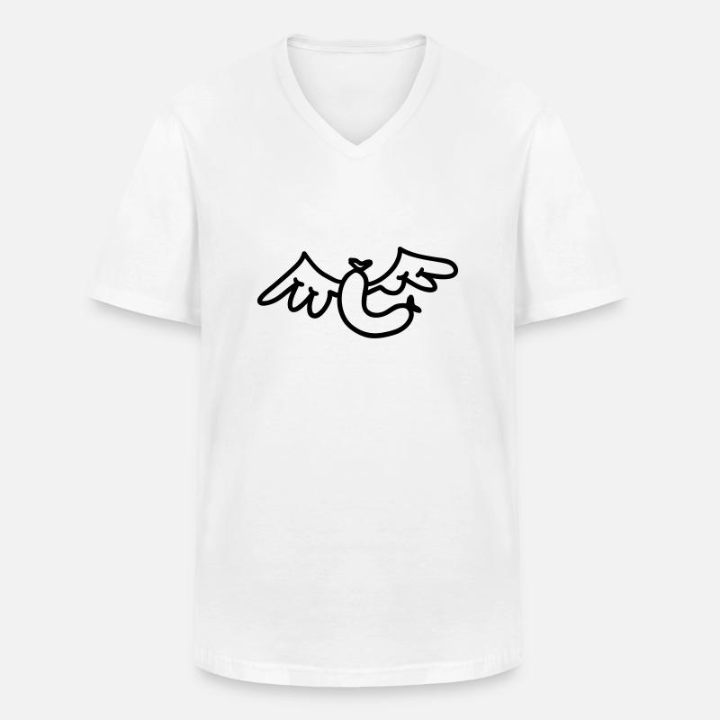 Fliegende Wurst mit Engelsflügeln - Männer-T-Shirt mit V-Ausschnitt - Weiß