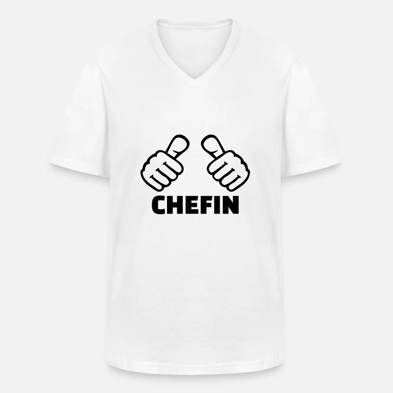 Chefin - Männer-T-Shirt mit V-Ausschnitt - Weiß