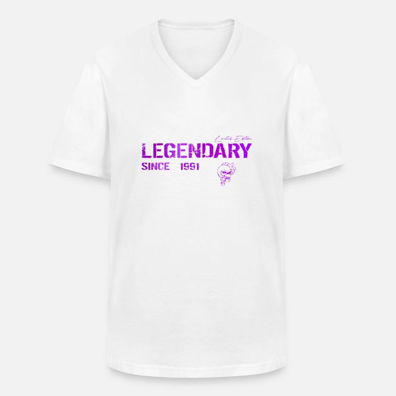 Legendary since 1991 Geschenk - Männer-T-Shirt mit V-Ausschnitt - Weiß