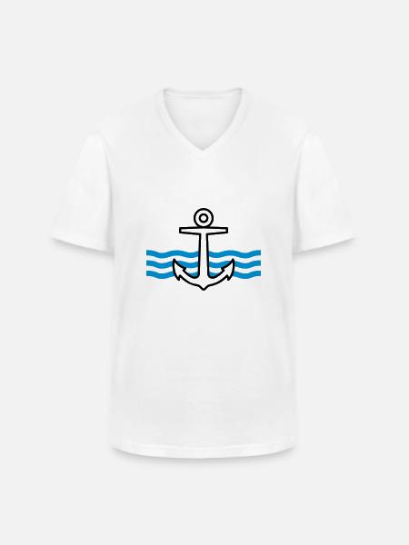 Ancre - T-shirt col V Homme - blanc